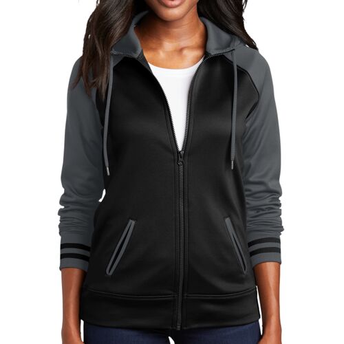 Sport Tek LST236 Ladies Sport Wick ® Varsity Fleece Full Zip Hooded Jacket Thumbnail